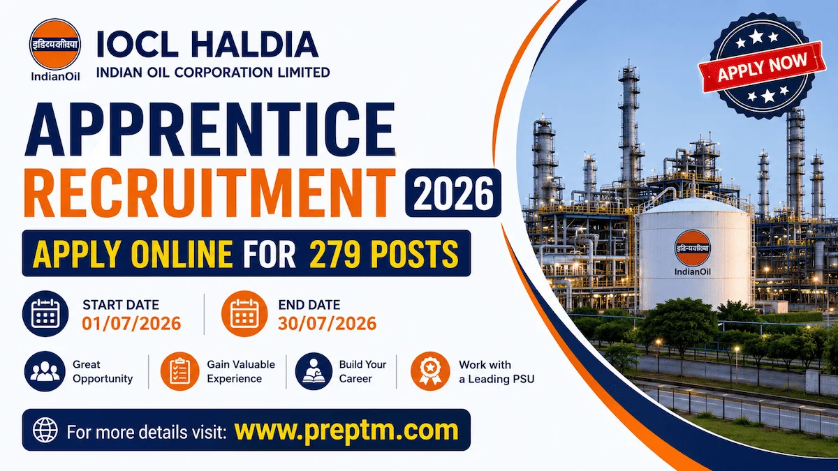 IOCL Haldia Apprentice Recruitment 2026: Apply Online for 279 Posts